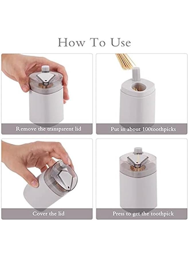 Automatic Toothpick Holder, Portable Pop-Up Toothpick Dispenser Storage Box for Cleaning and Holding Small Appetizers or Plug in Fruit Block, Convenient for Fruit, Gray - Image 5