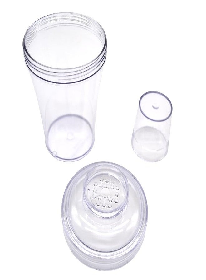 FUJIDENSO 2 Pack 20 Ounce Leakingproof & Shatterproof 3-Piece Plastic Cocktail Martini Shaker with Threaded Screw Top & Premium Silicon Gasket & Built In Strainer with Straw Hole - Image 4