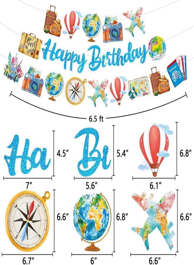 TBEEJ Travel Party Banners 3Pcs Happy Birthday Let The Adventure Begin Banners Ourdoor Cutout Garland Banners for Boy Girls Theme Baby Shower Birthday Party Supplies - Image 4