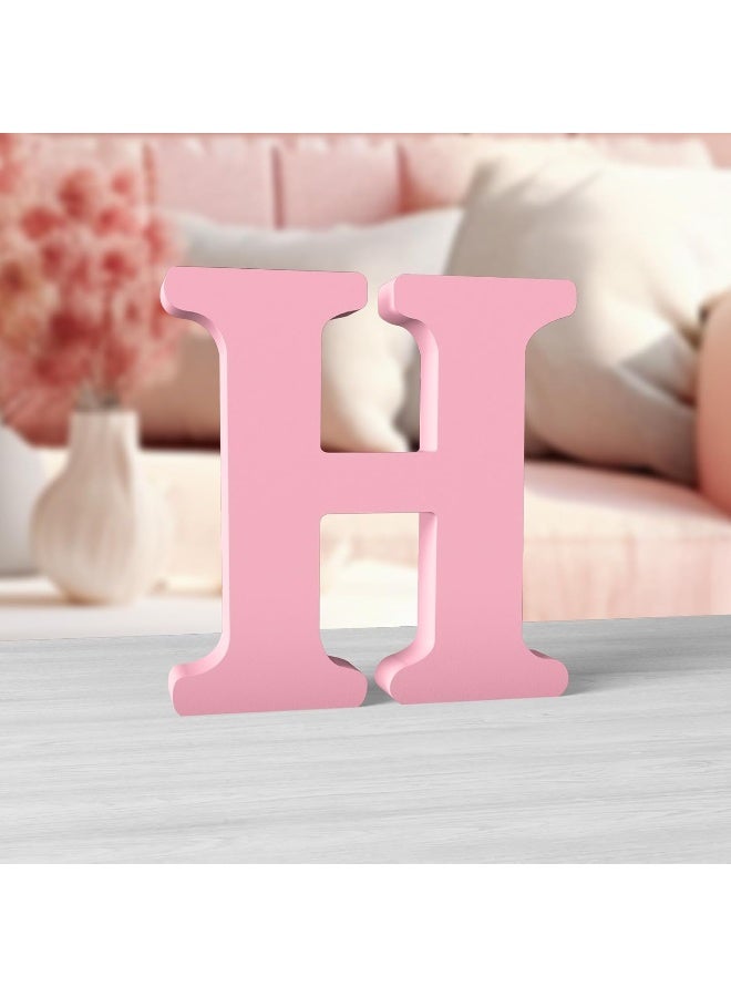 TPGP 6 Inch Pink Wood Letters for Wall Decor - Unfinished Decorative Standing Large Letters for Home Party Craft Projects (H) - Image 1