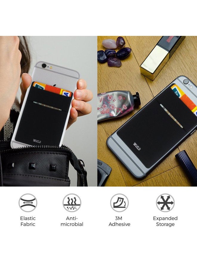 WUOJI [2pc] 3 in 1 RFID Blocking Metal Plate Phone Card Wallet - Double Secure Pocket - Mounts to Magnets -Self Adhesive Credit Card Holder Phone Wallet Sticker for All Smartphones Black - Image 5