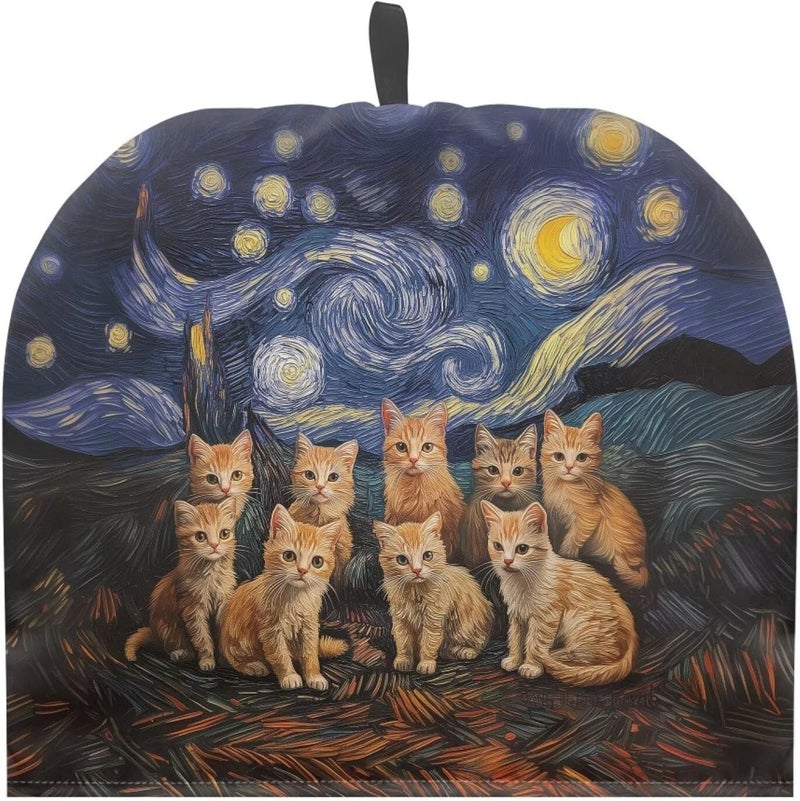 Tnasranmo Starry Night Cat Tea Cosy Kitchen Accessory,Cotton Wadding,Warming&Insulating,Machine Washable,Dust Cover for Teapot Milk Jug Coffee Pot,Home Decoration,Commercial Teapot Cozy - Image 1