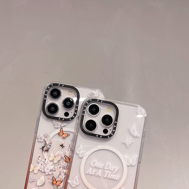 Gradient Powder Ice Crystal Frame Magnetic Suction For Apple Iphone15Promax Phone Case 13 Fashion Brand 16Pro Set - Image 3
