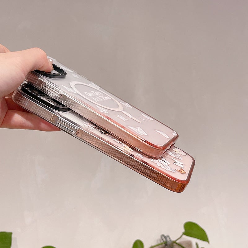 Gradient Powder Ice Crystal Frame Magnetic Suction For Apple Iphone15Promax Phone Case 13 Fashion Brand 16Pro Set - Image 5