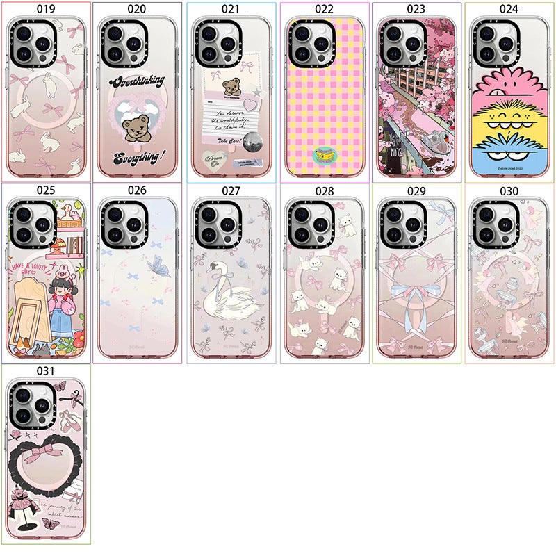 Gradient Powder Ice Crystal Frame Magnetic Suction For Apple Iphone15Promax Phone Case 13 Fashion Brand 16Pro Set - Image 1