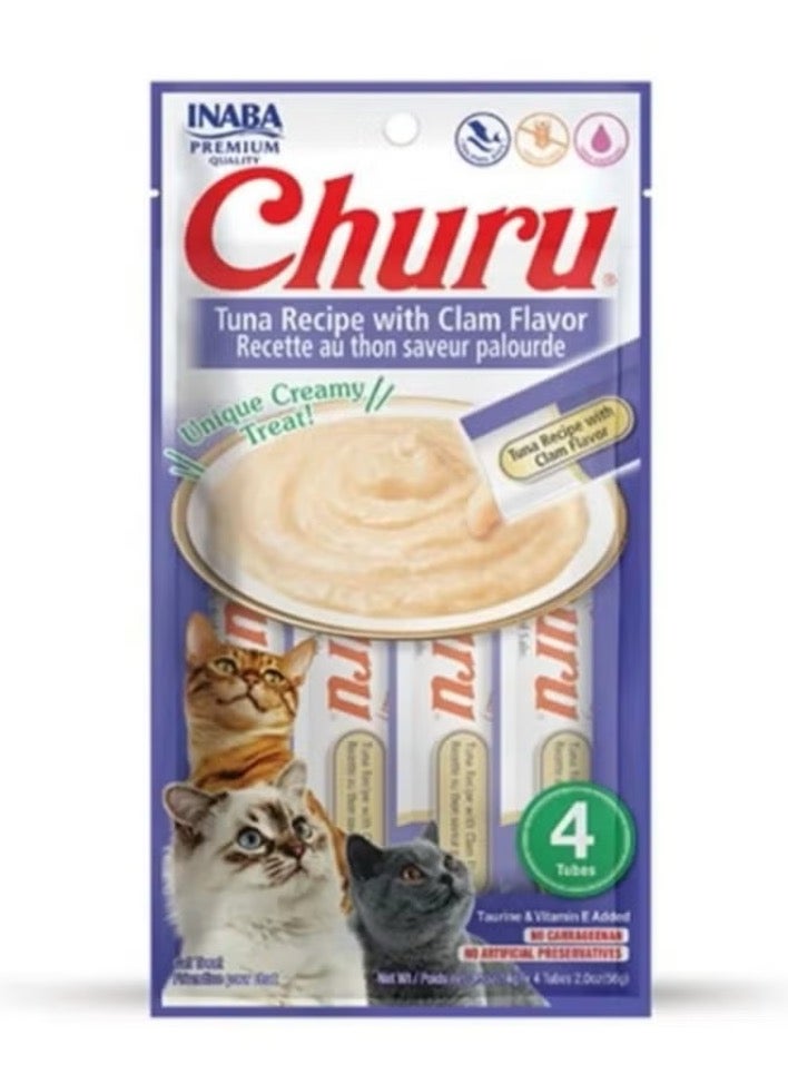 INABA Churu Treat For Cats Tuna With Clam - 4*14g