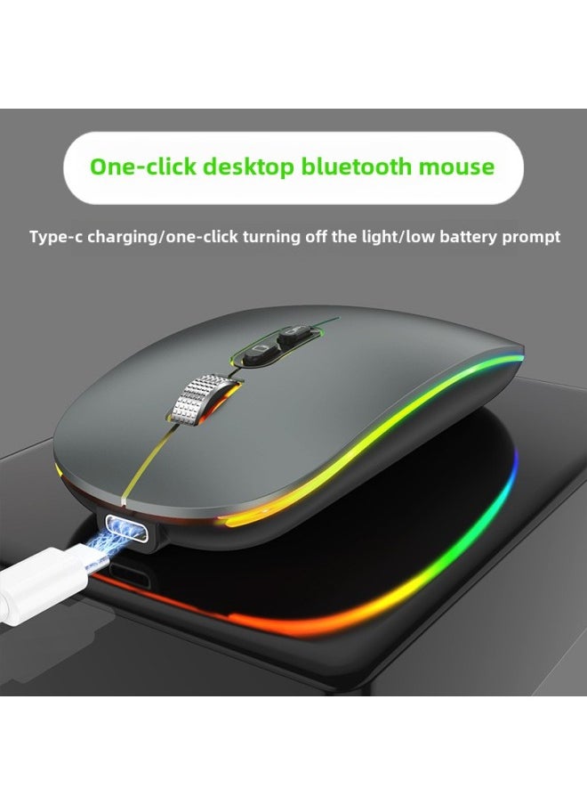 Generic - Tiger Cat M103 Bluetooth Dual Mode Wireless Mouse Mute Charging Luminous Office Mouse Mouse-Color:Dual-mode Luminous Version Piano Black - Image 1