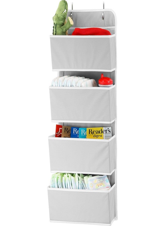 Simple Houseware 4 Pocket Over the Door Wall Mount Hanging Organizer, Grey - Image 1