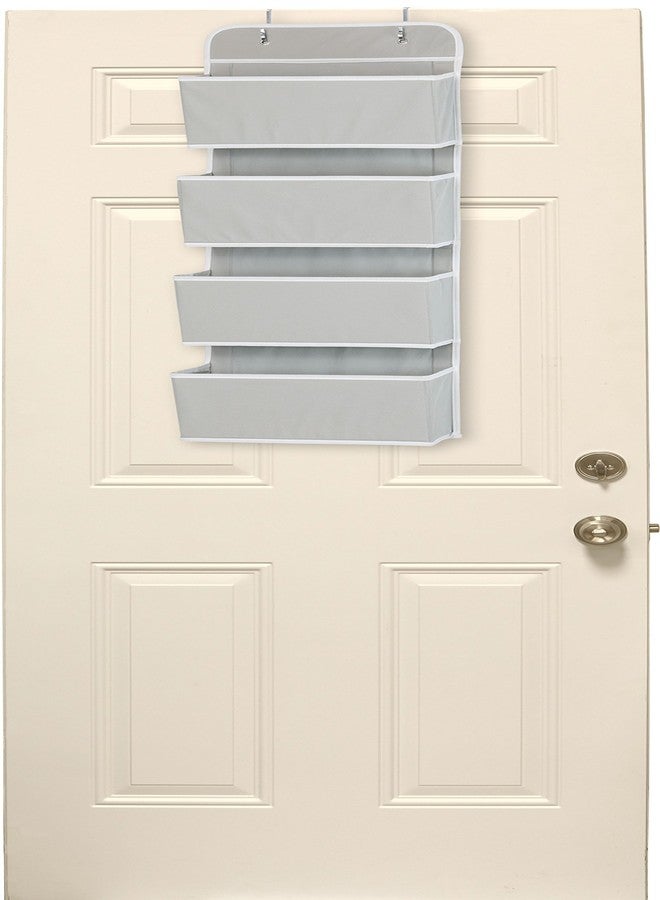 Simple Houseware 4 Pocket Over the Door Wall Mount Hanging Organizer, Grey - Image 4