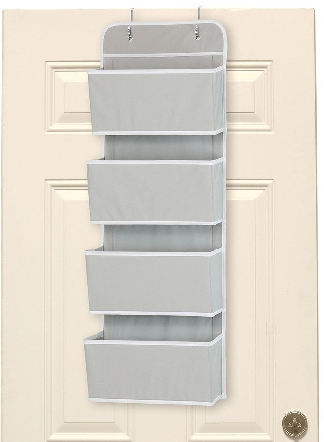 Simple Houseware 4 Pocket Over the Door Wall Mount Hanging Organizer, Grey - Image 3