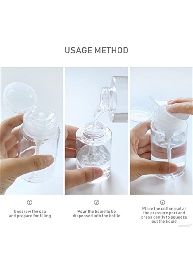 YAMYONE Nail Polish Remover Pump, YAMYONE 2 Pack Acetone Pump Dispenser, Alcohol Dispenser Push Down Empty Lockable Pump Dispenser Bottle for Nail Polish and Makeup Remover, 200ml(6.8oz) - Image 1
