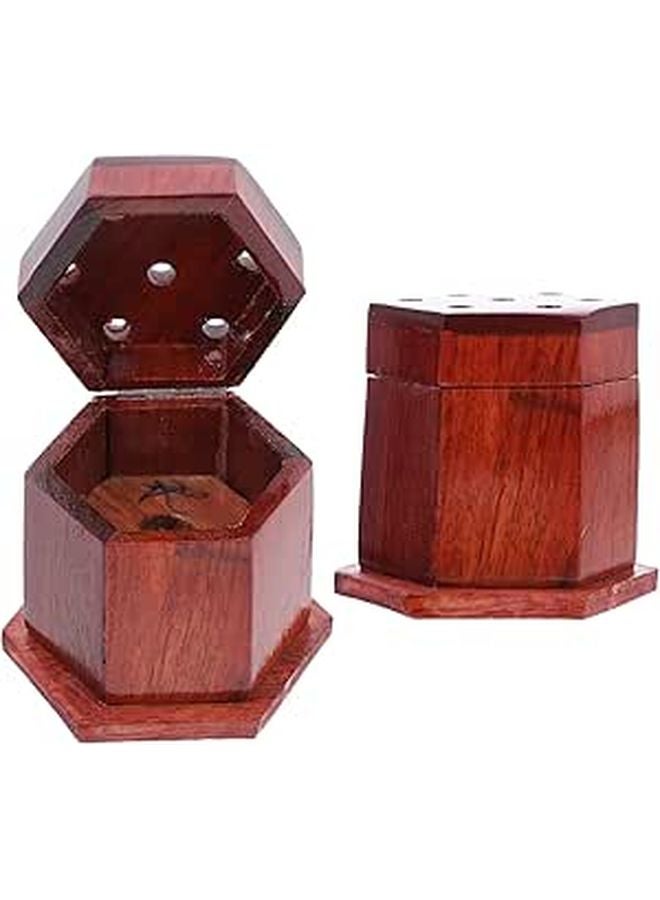 حارق البخور الخشبي السداسي 2 قطعة حامل سطح المكتب للعطور المنزلية والتأمل - Image 1