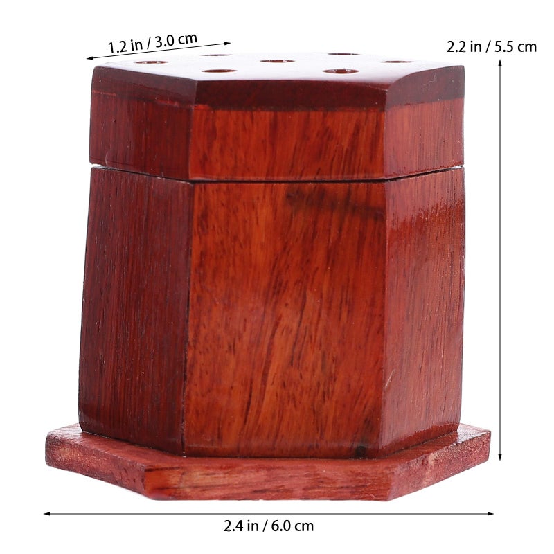 حارق البخور الخشبي السداسي 2 قطعة حامل سطح المكتب للعطور المنزلية والتأمل - Image 3