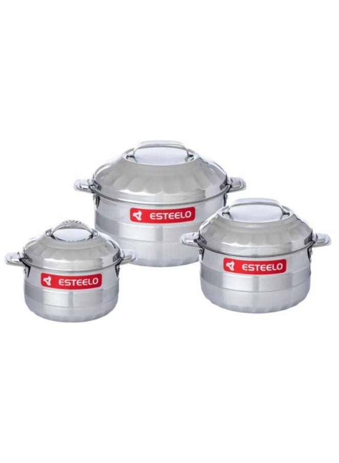 Esteelo 3-piece stainless steel container set, 1000ml/2000ml/3000ml - Image 1