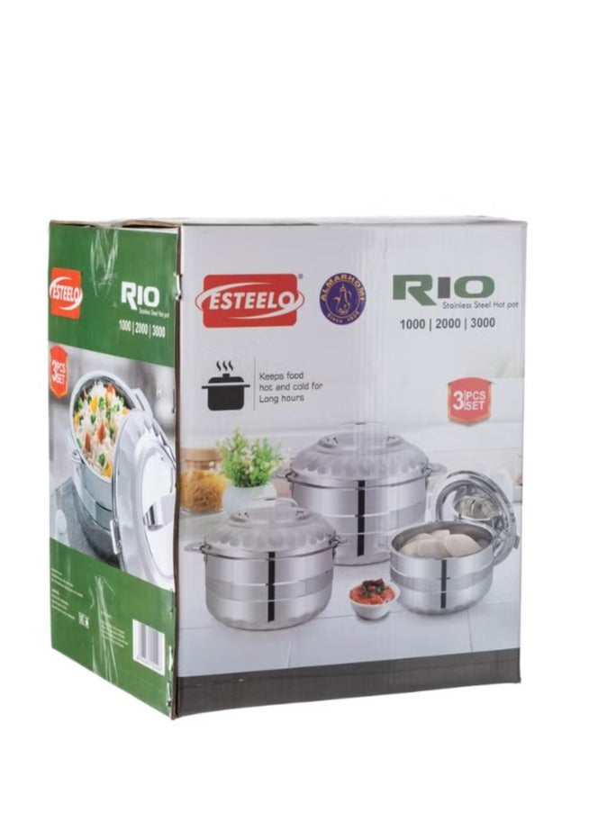 Esteelo 3-piece stainless steel container set, 1000ml/2000ml/3000ml - Image 3