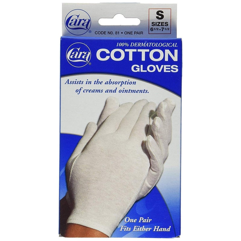 Cara 100 Dermatological Cotton Gloves Small 1 Pair Pack of 2