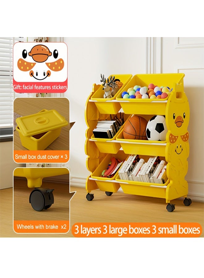 Beauenty 3-Tier Storage Shelf with Drawers, Multi-Style Rolling Organizer with Lid for Toys, Books, and Clothes  Ideal for Rooms & Playrooms - Image 1
