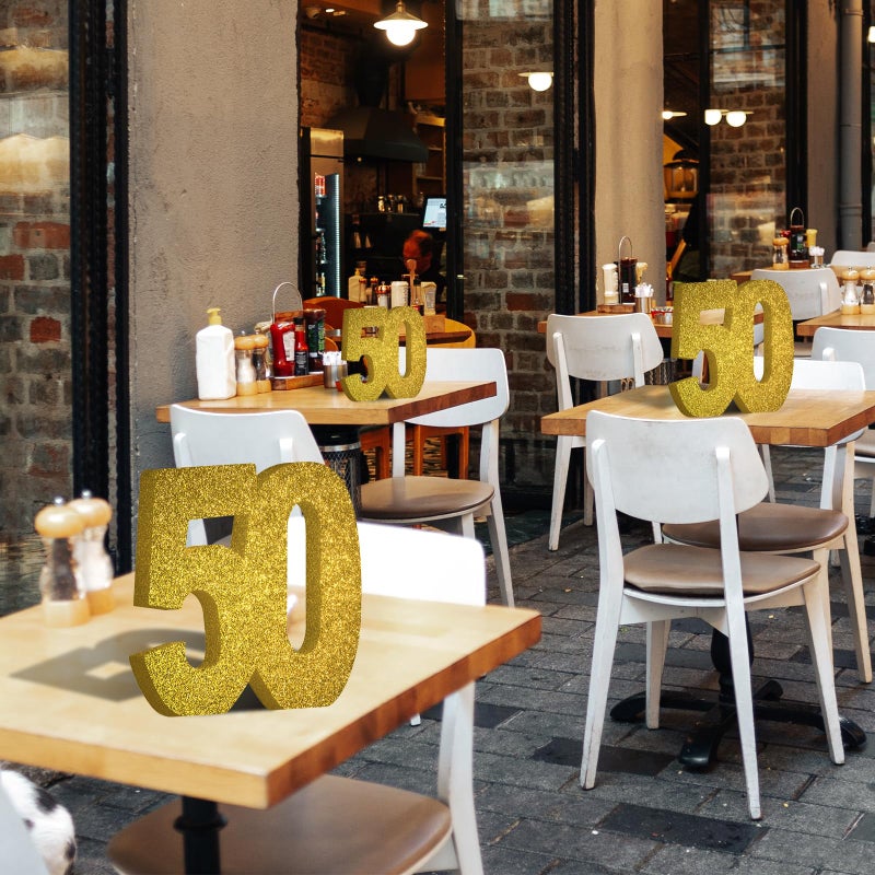 MOORAY 50th Birthday Decorations for Men and Women,50th Anniversary Decorations,Gold Glitter 50th Birthday Party Centerpieces for Table Decorations,50 Table Topper Decor - Image 4