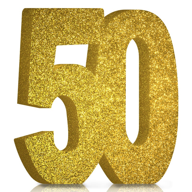 MOORAY 50th Birthday Decorations for Men and Women,50th Anniversary Decorations,Gold Glitter 50th Birthday Party Centerpieces for Table Decorations,50 Table Topper Decor - Image 1