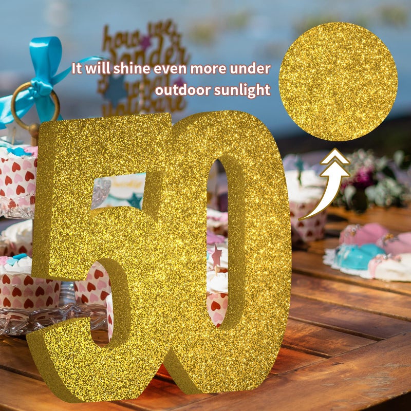 MOORAY 50th Birthday Decorations for Men and Women,50th Anniversary Decorations,Gold Glitter 50th Birthday Party Centerpieces for Table Decorations,50 Table Topper Decor - Image 3