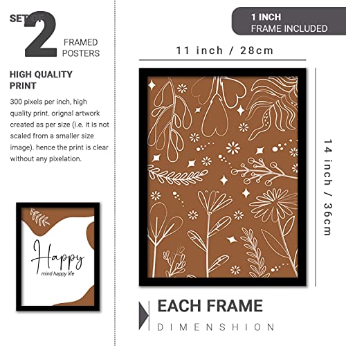 HEVEA Motivational Quotes Framed Wall Posters/Paintings with Frame Wall Paintings Hangings Framed Wall Art Paintings (11 inch x 14 inch, Framed, Brown) -Set of 2 - Image 2