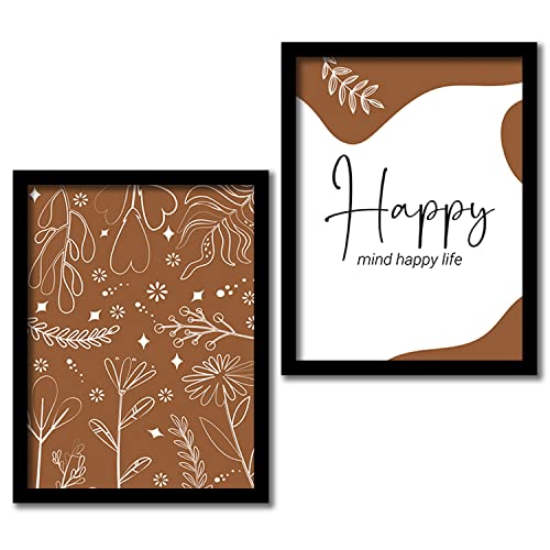 HEVEA Motivational Quotes Framed Wall Posters/Paintings with Frame Wall Paintings Hangings Framed Wall Art Paintings (11 inch x 14 inch, Framed, Brown) -Set of 2 - Image 1