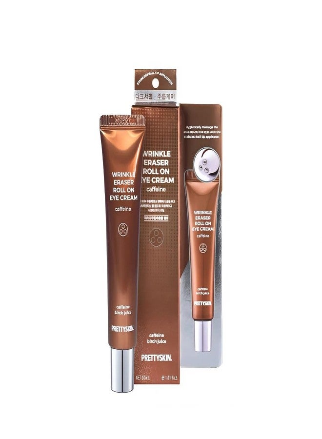 PRETTYSKIN Roll on Eye Cream with Caffeine and Stainless Steel ball Tip- Under Eye Roller Cream for Elasticity Wrinkles Puffiness Fine Lines-Korean eye cream 30ml/1.01fl.oz. (Caffeine) - Image 1