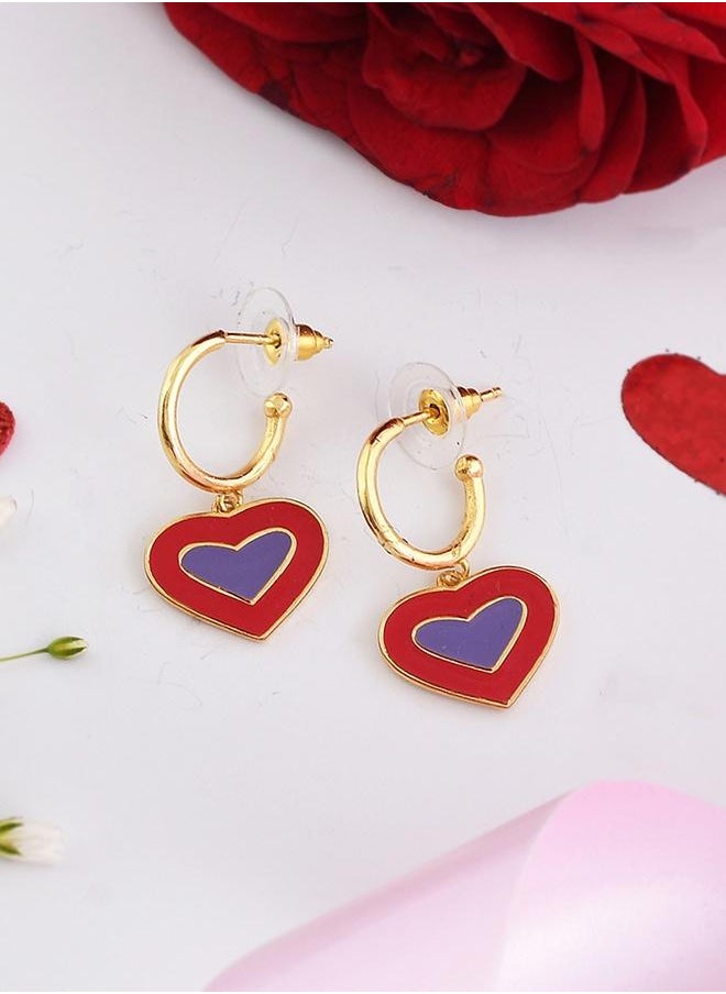 VOYLLA Valentine's Day Collection Layered Hearts Enamelled Earrings  - Image 1