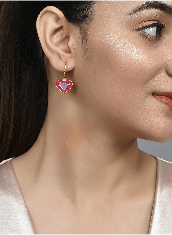 VOYLLA Valentine's Day Collection Layered Hearts Enamelled Earrings  - Image 5