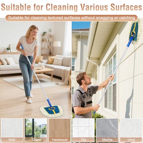 SOBONNE Commercial Dust Mop for Hardwood Floors Cleaning, Heavy Duty Industrial Dry Mop with Wedge Cotton Mop Pads for Walls Cleaner,Tile,Vinyl,Laminate, Floor Duster Broom for Home and Business Use - Image 4