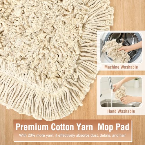 SOBONNE Commercial Dust Mop for Hardwood Floors Cleaning, Heavy Duty Industrial Dry Mop with Wedge Cotton Mop Pads for Walls Cleaner,Tile,Vinyl,Laminate, Floor Duster Broom for Home and Business Use - Image 5