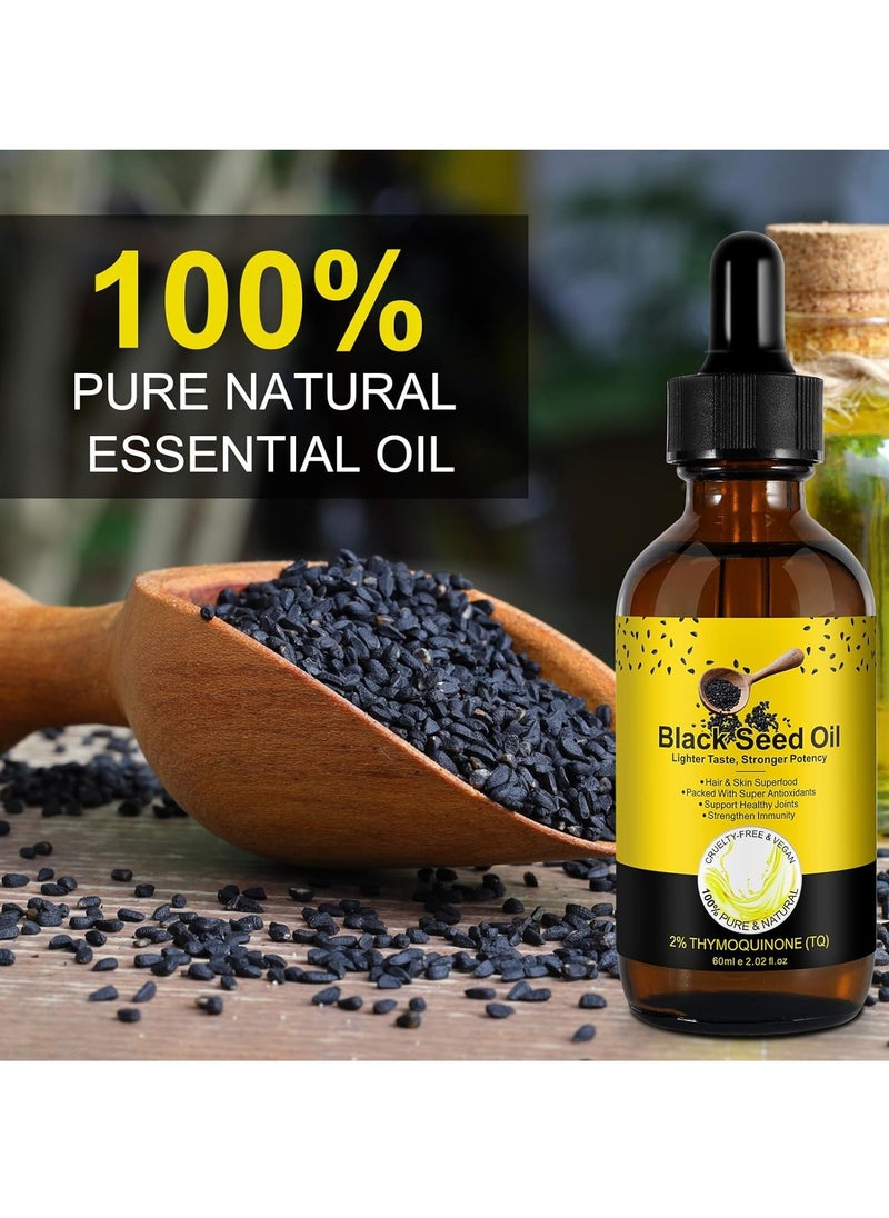 Frovetani - Organic Black Seed Oil, 100% Pure Cold Pressed Black Seed Oil for Hair Growth, Black Seed Oil for Healthy Joints, Face, Body, Lips, Shampoo & Condition& Skin, Hair Growth Oil (2pcs) - Image 1