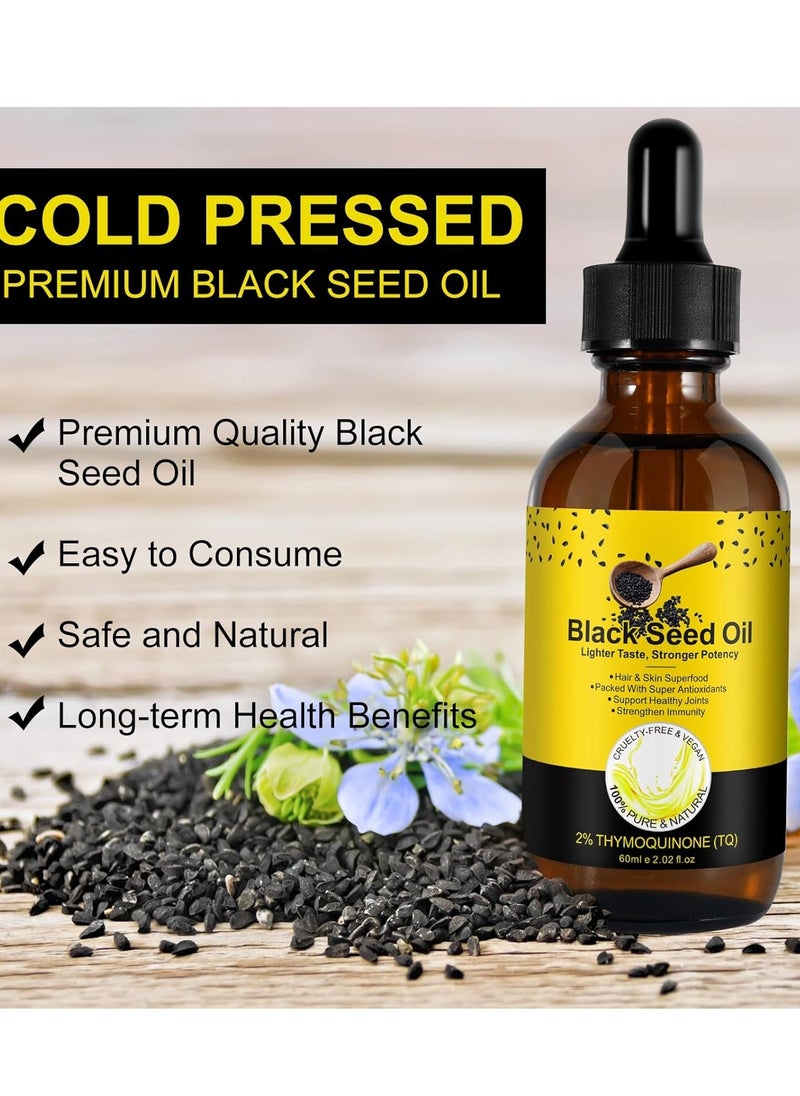 Frovetani - Organic Black Seed Oil, 100% Pure Cold Pressed Black Seed Oil for Hair Growth, Black Seed Oil for Healthy Joints, Face, Body, Lips, Shampoo & Condition& Skin, Hair Growth Oil (2pcs) - Image 1