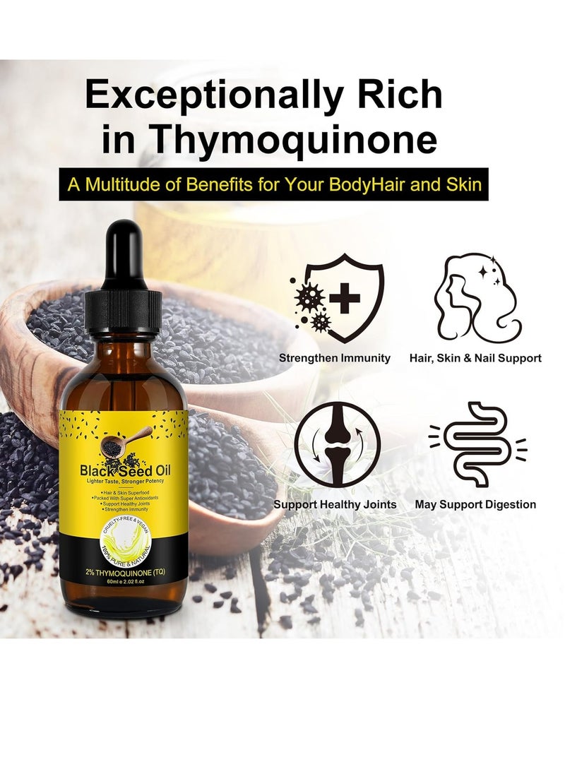 Frovetani - Organic Black Seed Oil, 100% Pure Cold Pressed Black Seed Oil for Hair Growth, Black Seed Oil for Healthy Joints, Face, Body, Lips, Shampoo & Condition& Skin, Hair Growth Oil (2pcs) - Image 1