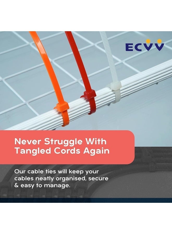 ECVV Self Locking Cable Ties | 245 x 3 mm 9.65" inch | 192 Pieces | Heat Resistant Cable Zip Ties | Self-Locking Cable Organizer | Anti - Slip Wire Organizer | For Indoor & Outdoor Use - Image 3
