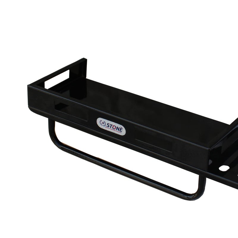 STONE STONE Multipurpose 3 in 1 Morden Style New Bathroom Shelf Rack Towel Rod Tumbler Holder with Brush Hanger Bathroom Accessories (Black) - Image 3
