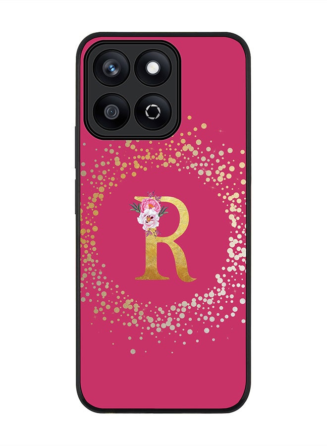 Stylizedd For Honor X7c 4G Case,Slim fit Camera Protection, Shockproof Thin Phone cover  - Custom Monogram Floral - R ( Deep Pink ) - Image 1