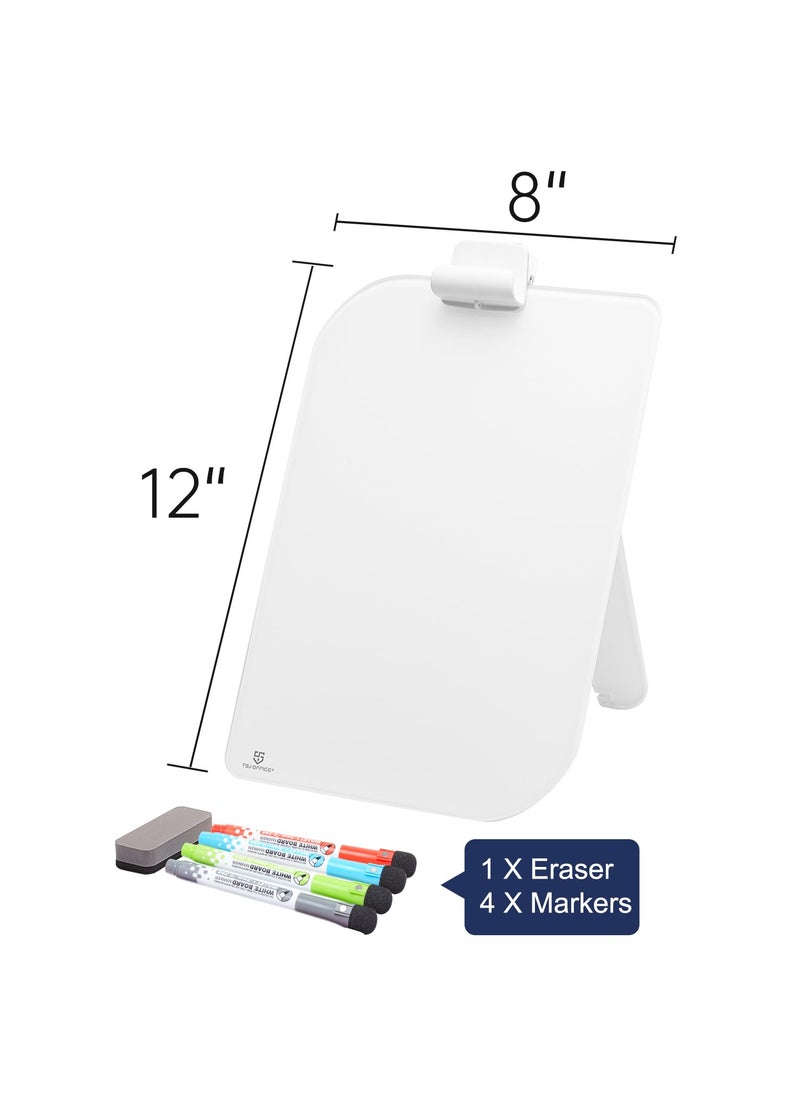 TSJ OFFICE TSJ OFFICE Small Desktop Whiteboard - 12 X 8 Inches Glass Dry Erase Board with Stand, Desk Board Buddy for Home, Office, School Supply  - Image 3