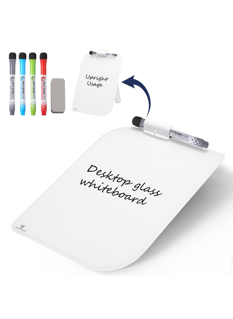 TSJ OFFICE TSJ OFFICE Small Desktop Whiteboard - 12 X 8 Inches Glass Dry Erase Board with Stand, Desk Board Buddy for Home, Office, School Supply  - Image 1