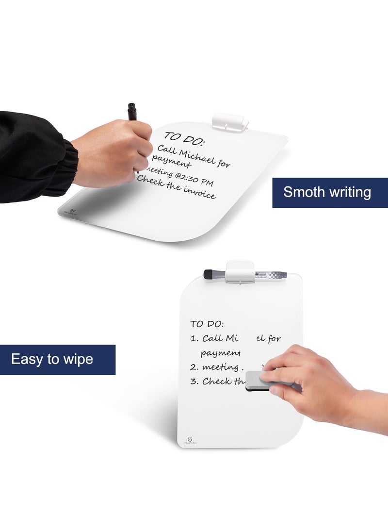 TSJ OFFICE TSJ OFFICE Small Desktop Whiteboard - 12 X 8 Inches Glass Dry Erase Board with Stand, Desk Board Buddy for Home, Office, School Supply  - Image 2