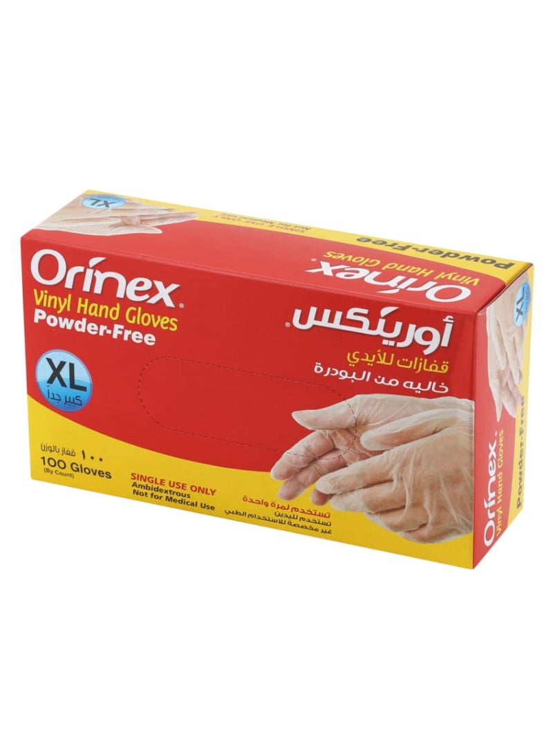 Orinex vinyl gloves powder free XL 100 pieces