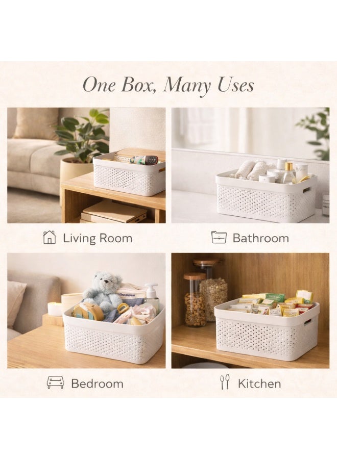 Homesmiths 10L Infinity Storage Container with Bamboo Lid - Large Ventilated Plastic Storage Box with Wooden Top - Multipurpose Organizer for Kitchen Pantry, Clothes, Toys, Laundry, Stackable Basket - Image 3