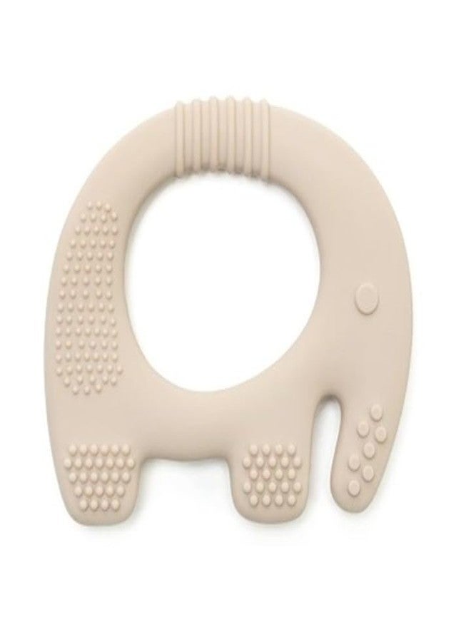 lizepto Baby Toy - 2 in 1 Teether for Infants | Silicone & Neem Wood Teether | BPA Free, Soft, Safe & Non-Toxic Chewing Toy for Babies | Natural Soothing Relief (Beige Elephant) - Image 1