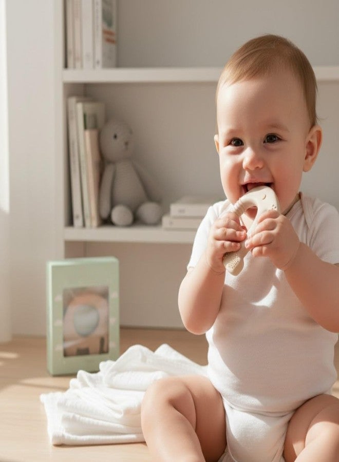 lizepto Baby Toy - 2 in 1 Teether for Infants | Silicone & Neem Wood Teether | BPA Free, Soft, Safe & Non-Toxic Chewing Toy for Babies | Natural Soothing Relief (Beige Elephant) - Image 4