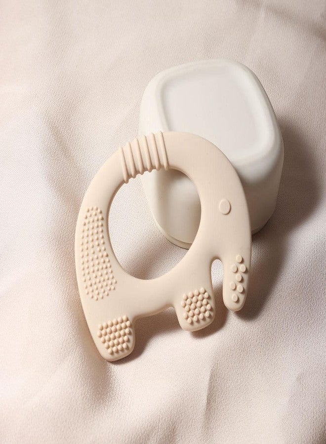 lizepto Baby Toy - 2 in 1 Teether for Infants | Silicone & Neem Wood Teether | BPA Free, Soft, Safe & Non-Toxic Chewing Toy for Babies | Natural Soothing Relief (Beige Elephant) - Image 2