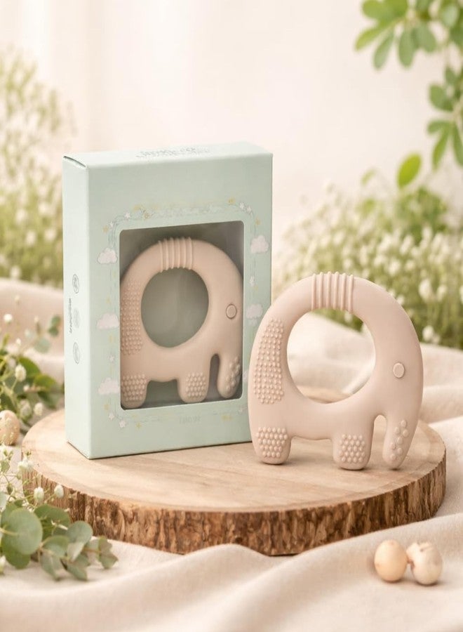 lizepto Baby Toy - 2 in 1 Teether for Infants | Silicone & Neem Wood Teether | BPA Free, Soft, Safe & Non-Toxic Chewing Toy for Babies | Natural Soothing Relief (Beige Elephant) - Image 3