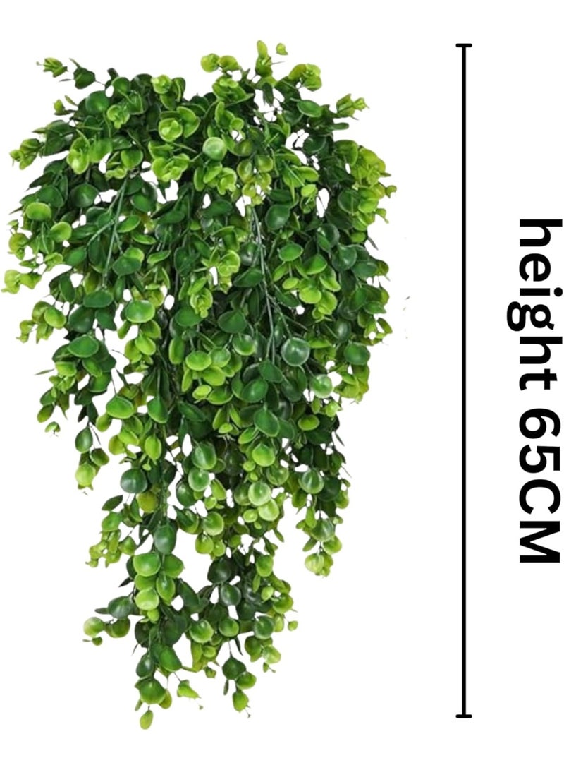 2 Pack Artificial Plants Artificial Hanging Plants Faux Eucalyptus Leaf Greenery Fake Hanging Eucalyptus Plant for Wall House Room Patio Indoor Outdoor Home Shelf Office Decor - Image 4