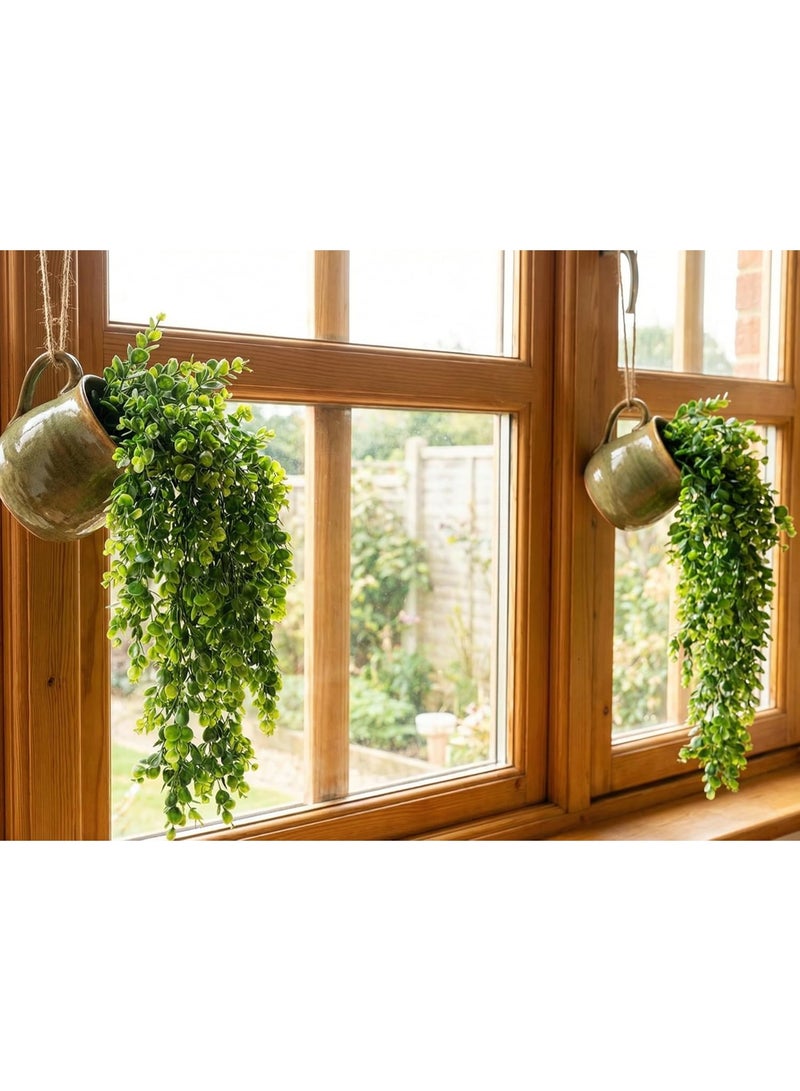 2 Pack Artificial Plants Artificial Hanging Plants Faux Eucalyptus Leaf Greenery Fake Hanging Eucalyptus Plant for Wall House Room Patio Indoor Outdoor Home Shelf Office Decor - Image 5