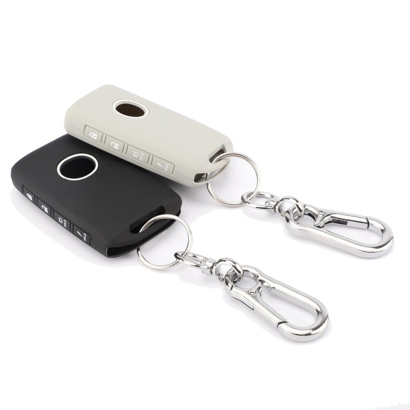 TANDRIVE Key Fob Cover Compatible with 2026 2025-2019 Mazda CX-5 CX-30 CX-50 CX70 CX90 3 6 CX-9 MX-5 Miata, Silicone, 4-Button, 2-Pack, Black and Grey - Image 1