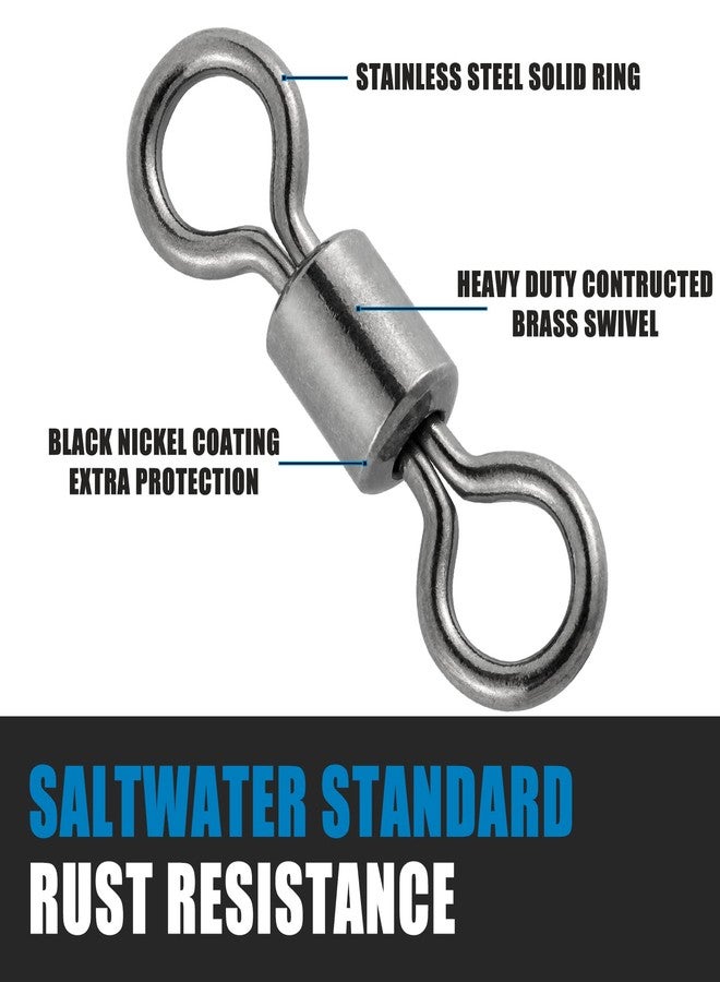 AGASTRIYA 40 Pieces Rolling Bearing Connector #5 for 32 Kg Barrel Fishing - Stainless Steel 0.13 Inch Dia. Resistant Swivels Tackle Accessories - Image 2